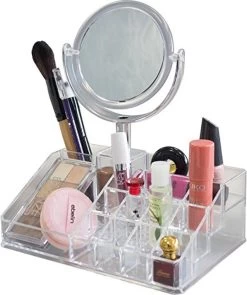 Oxid7® Organizer Voor Cosmetica Acryl - 25,5x22,5x15 Cm - 16 Vakken En Spiegel Met 3x Vergroting -Beauty Verkoop 1005x1200 1