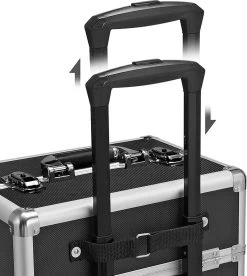 XXL PRO Visagie Beauty Case Koffer Trolley - Nagelkoffer Op Wielen Voor Makeup Of Cosmetica - Grote Uitklapbare Opbergsysteem Nagel Styliste Kapster - Zwart -Beauty Verkoop 1075x1200
