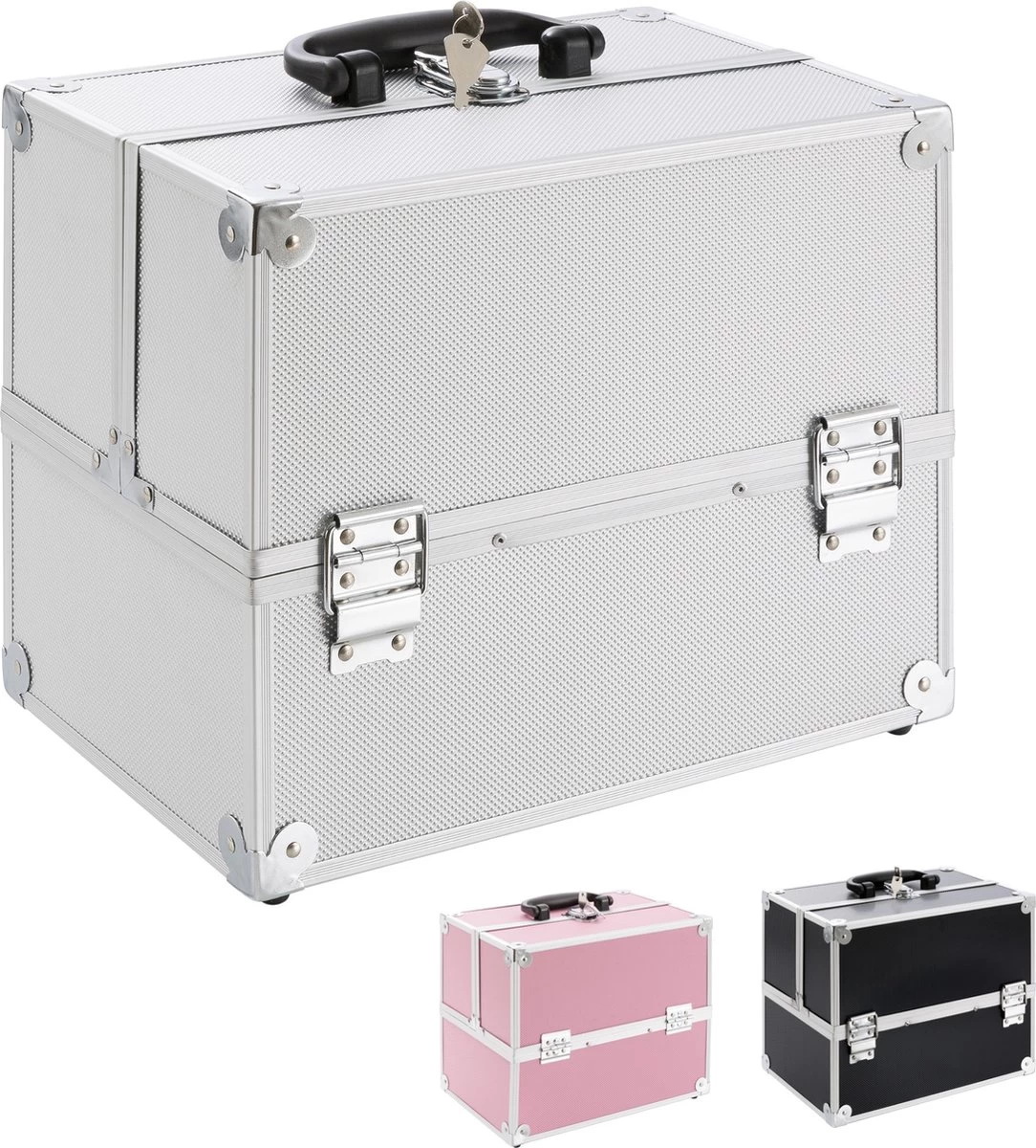 AREBOS Cosmetica Koffer - Beauty Case - Cosmetica Trolley - 15 L - Zilber 14 AREBOS Cosmetica Koffer - Beauty Case - Cosmetica Trolley - 15 L - Zilber - Afbeelding 12