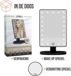 Strex Make Up Spiegel Met LED Verlichting - 3 Verlichtingsmodus - 1/10x Vergroting - 360° Verstelbaar -Beauty Verkoop 1116x1200