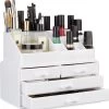 Relaxdays Make-up Organizer - Tweedelig - Cosmetica Opbergdoos - Wit