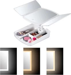 Merkloos Make-up Organizer Met Spiegel En LED Van METU-Online - Make Up Opberger - Make Up Spiegel Met Led Lamp - Makeup Opbergdoos - Make-up Spiegel Wit - Make Up Spiegel Met Verlichting En Usb - Make Up Koffer - Make Up Tafel - Make Up Organizer -Beauty Verkoop 1140x1200 3