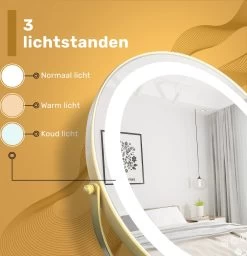 Great's® Make Up Spiegel Met LED Verlichting - ⌀ 40cm - Visagie Spiegel Rond - Extra Close Up Spiegeltje 10x - Goud -Beauty Verkoop 1157x1200 1