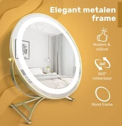 Great's® Make Up Spiegel Met LED Verlichting - ⌀ 40cm - Visagie Spiegel Rond - Extra Close Up Spiegeltje 10x - Goud -Beauty Verkoop 1166x1200 1