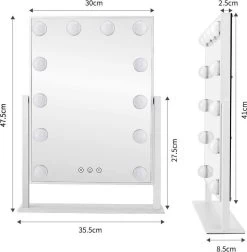 Bright Beauty Vanity Hollywood Make Up Spiegel Met Verlichting - Wit - Dimbaar Met Drie Lichtstanden 8 Bright Beauty Vanity Hollywood Make Up Spiegel Met Verlichting - Wit - Dimbaar Met Drie Lichtstanden -Beauty Verkoop 1175x1200 2