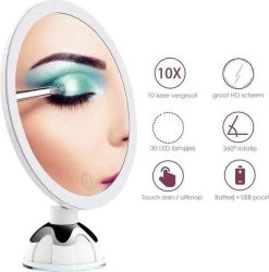 Merkloos Make-Up Spiegel Met Led Verlichting En Zuignap - 360° Verstelbaar 10x Vergroot -Beauty Verkoop 1184x1200 6