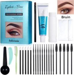 2 In 1 - Henna Wenkbrauwverf En Wimperverf - Bruin - Henna Brows - DIY Henna Brows Kit - Starterspakket Met Vele Extra's - 30 Ml