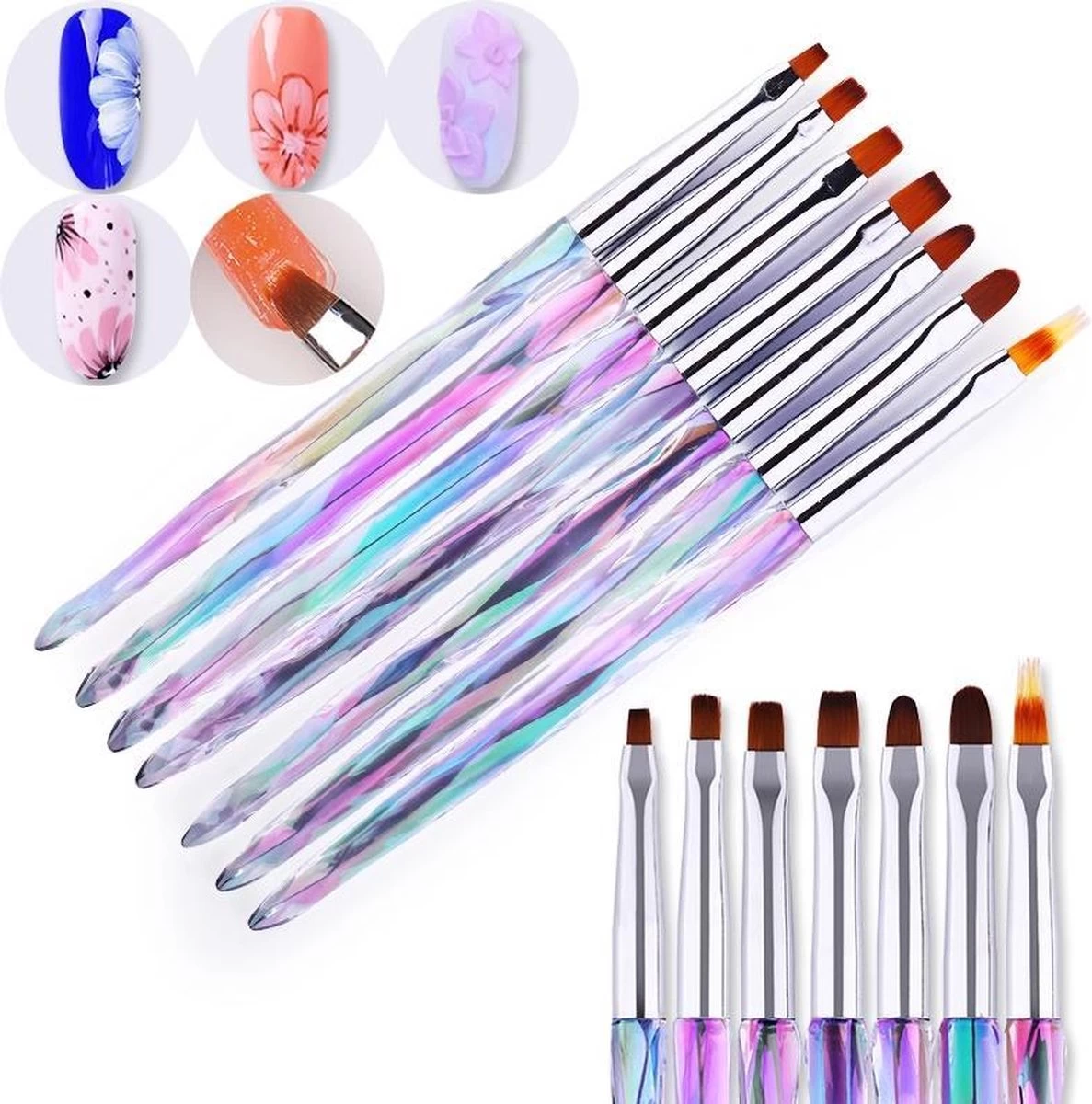 Elysee Beauty 7 Penselen Set Voor Nagel Gel En Polygel - Nagel Kwasten - Nail Brush 4 Elysee Beauty 7 Penselen Set Voor Nagel Gel En Polygel - Nagel Kwasten - Nail Brush - Afbeelding 2