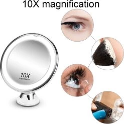 Merkloos Make-Up Spiegel Met Led Verlichting En Zuignap - 360° Verstelbaar 10x Vergroot -Beauty Verkoop 1198x1200 19