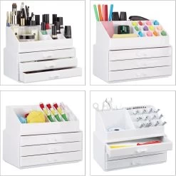 Relaxdays Make-up Organizer Klein - Stapelbaar - Sieradendoosje - Cosmetica - Opbergbox - Wit -Beauty Verkoop 1198x1200 20