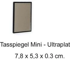 Tasspiegel - Mini - Ultraplat - Zwart - Afmeting: 7,8 X 5,3 X 0,3 Cm
