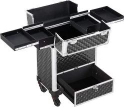 Monkey's Aluminium Kapperskoffer - Zwart - Beauty Case - Cosmeticakoffer - Make-upkoffer - Trolley - 360 Graden Wielen - 34 X 24 X 55.5 Cm -Beauty Verkoop 1200x1039 2