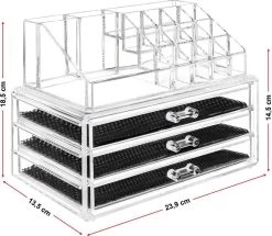 Merkloos Make-up Organizer, Make Up Opberger, 3 Laden, Opbergdoos, Make-up Bewaardoos -Beauty Verkoop 1200x1043 1