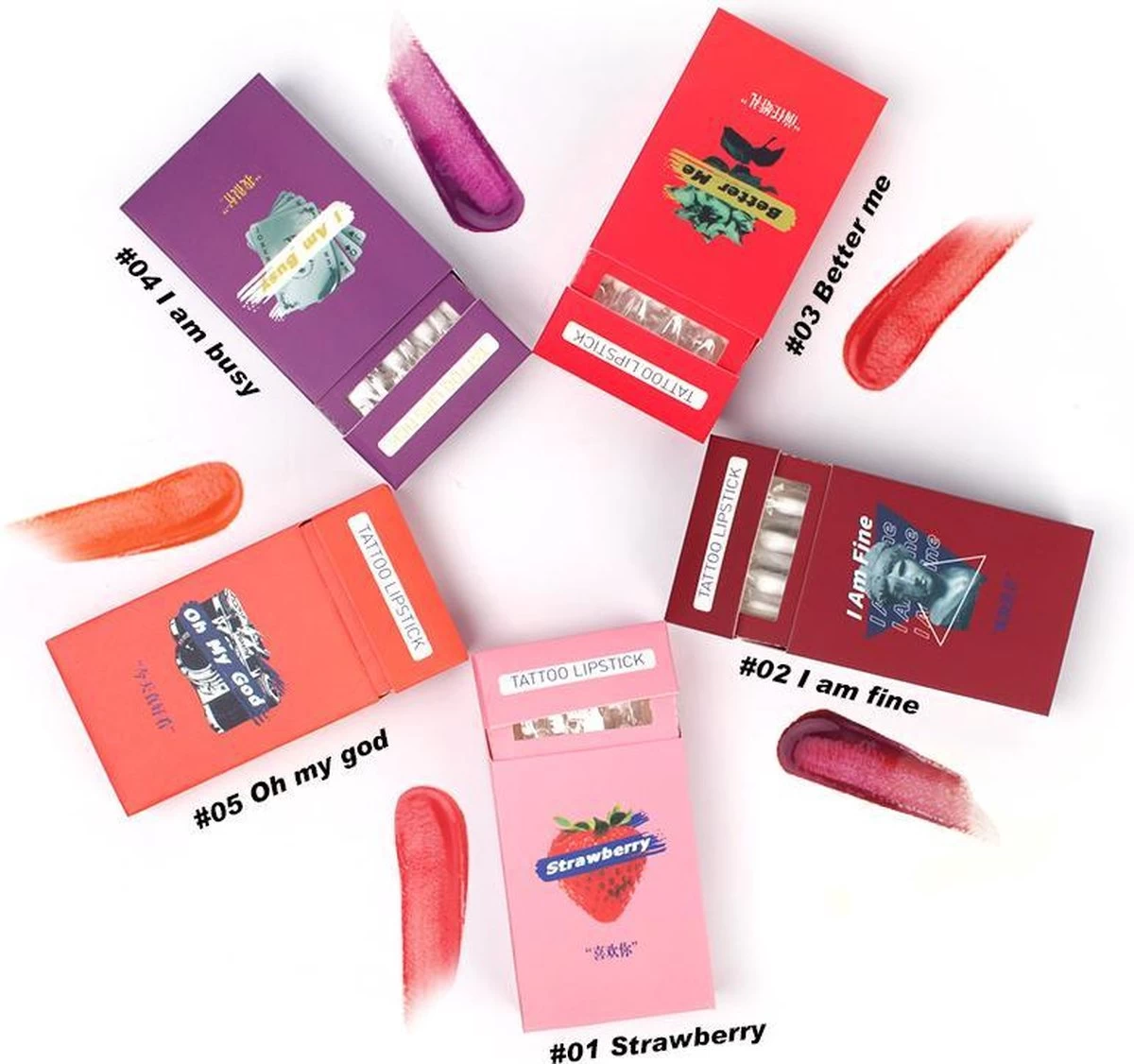 Lip Tint - Better Me - Cheek Tint - Tattoo Lipstick - Lip Stain - Cigarette Lip Tint - Cotton Swab Lipstick - Waterproof Lipstick - Lippenstift- Lipgloss - Langhoudende Lipgloss - Cotton Swab Lip Tint - Sigaretten Lip Tint - Lip Tattoo - 6 Lip Tint - Better Me - Cheek Tint - Tattoo Lipstick - Lip Stain - Cigarette Lip Tint - Cotton Swab Lipstick - Waterproof Lipstick - Lippenstift- Lipgloss - Langhoudende Lipgloss - Cotton Swab Lip Tint - Sigaretten Lip Tint - Lip Tattoo - - Afbeelding 4