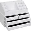 Nancy's Cutler Make-Up Organizer - Make-Up Opslag - 4 Lades - Open Vakken - Wit - Acryl - 24 X 13.5 X 18.5 Cm -Beauty Verkoop 1200x1126 4
