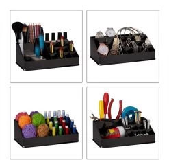Relaxdays Cosmetica Organizer - Cosmeticahouder - Make Up Toren - Doorzichtig - 16 Vakken - Zwart -Beauty Verkoop 1200x1134