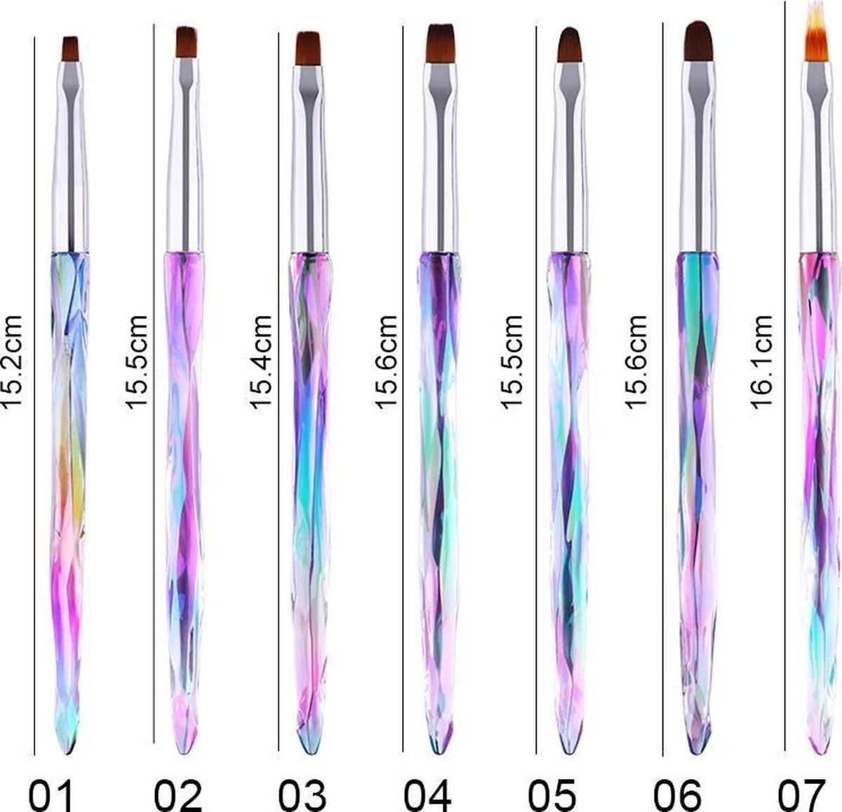 Elysee Beauty 7 Penselen Set Voor Nagel Gel En Polygel - Nagel Kwasten - Nail Brush 7 Elysee Beauty 7 Penselen Set Voor Nagel Gel En Polygel - Nagel Kwasten - Nail Brush - Afbeelding 5