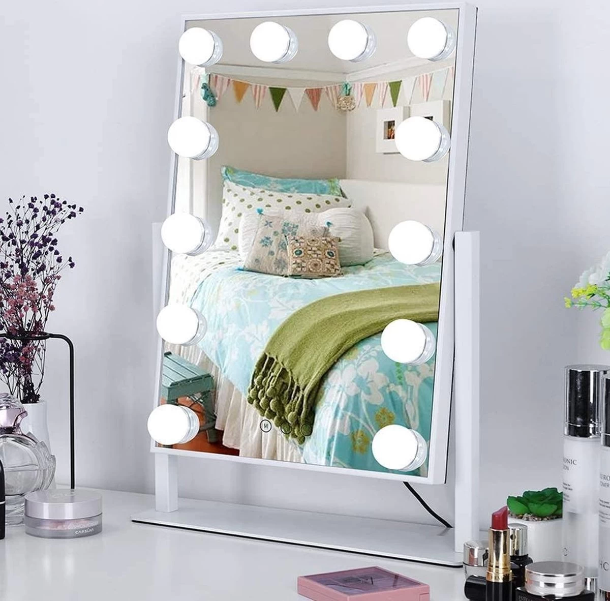 Bright Beauty Vanity Hollywood Make Up Spiegel Met Verlichting - Wit - Dimbaar Met Drie Lichtstanden 6 Bright Beauty Vanity Hollywood Make Up Spiegel Met Verlichting - Wit - Dimbaar Met Drie Lichtstanden - Afbeelding 4