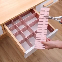 Merkloos Waal Kunststof Ladeverdeler - Lade Organizer - Set Van 6 Stuks - Voor Kleding/Keuken/Bureau/Make-Up - Op Maat Te Knippen - Roze
