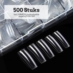 Nagel Tips Eldur - Kunstnagel Set 500 Stuks Transparant- Acryl En Gel - 500 Stuks - Gratis Verzending
