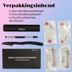 Basila® Duo Wenkbrauw Stempel Kit - Donker Bruin & Bruin - Watervast - Matte Poeder - Trimmer - 26 Stencils -Beauty Verkoop 1200x1200 1070
