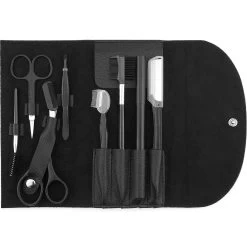 Wenkbrauw Trimmer Set - 8-delig – Met Epileer Pincet, 2x Wenkbrauw Schaartje, 2x Wenkbrauwmesje, Wenkbrauw Borstel, Wenkbrauwpotlood, Spoolie – In Stevige Etui - Zwart -Beauty Verkoop 1200x1200 1095