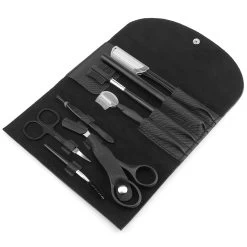 Wenkbrauw Trimmer Set - 8-delig – Met Epileer Pincet, 2x Wenkbrauw Schaartje, 2x Wenkbrauwmesje, Wenkbrauw Borstel, Wenkbrauwpotlood, Spoolie – In Stevige Etui - Zwart -Beauty Verkoop 1200x1200 1096