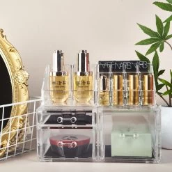 Wowup Makeup Organizer | Cosmetica Houder | Makeup Doos | Transparant | Tweedelig | Sieradendoos | Nagellak Opberger | Makeup Opberger | Lippenstift Opberger | Lippenstift Organizer -Beauty Verkoop 1200x1200 550