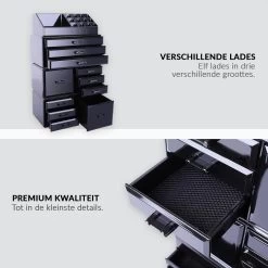 Confibel XXL Acryl Make-up Cosmetica Organizer - Verstelbare Lades - Sieraden/Make-up/Cosmetica Organizer - 11 Compartimenten - Zwart 25 Confibel XXL Acryl Make-up Cosmetica Organizer - Verstelbare Lades - Sieraden/Make-up/Cosmetica Organizer - 11 Compartimenten - Zwart -Beauty Verkoop 1200x1200 560