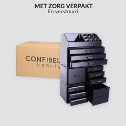 Confibel XXL Acryl Make-up Cosmetica Organizer - Verstelbare Lades - Sieraden/Make-up/Cosmetica Organizer - 11 Compartimenten - Zwart 26 Confibel XXL Acryl Make-up Cosmetica Organizer - Verstelbare Lades - Sieraden/Make-up/Cosmetica Organizer - 11 Compartimenten - Zwart -Beauty Verkoop 1200x1200 561
