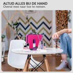 Cosmetica Koffer - Make-up Koffer Met Verstelbare Vakken - Visagie En Nagelstyliste Beauty Koffer - 26x23x9CM - Roze -Beauty Verkoop 1200x1200 565