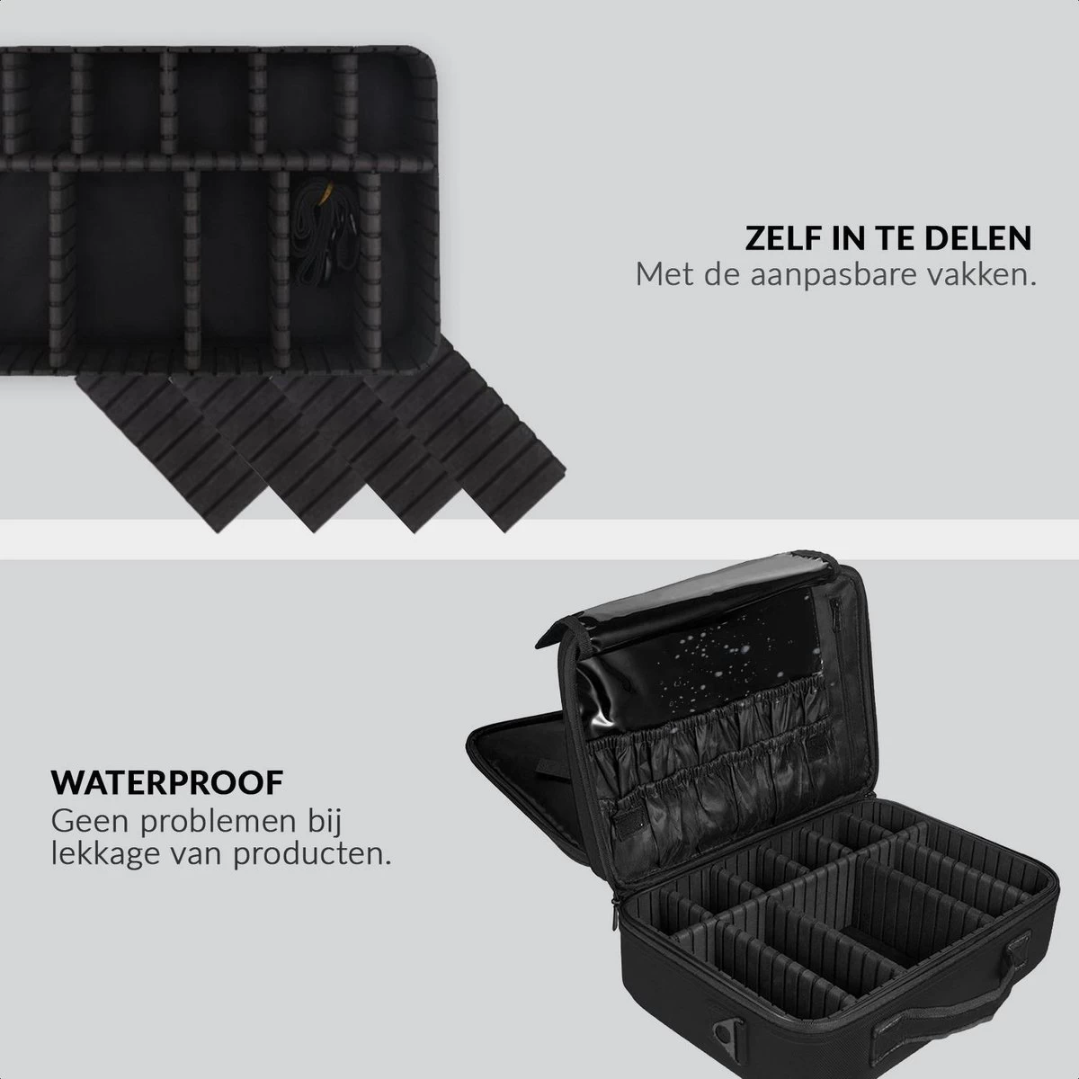 Cosmetica Koffer - Make-up Koffer Met Verstelbare Vakken - Visagie En Nagelstyliste Beauty Koffer - 40x30x14CM 15 Cosmetica Koffer - Make-up Koffer Met Verstelbare Vakken - Visagie En Nagelstyliste Beauty Koffer - 40x30x14CM - Afbeelding 13