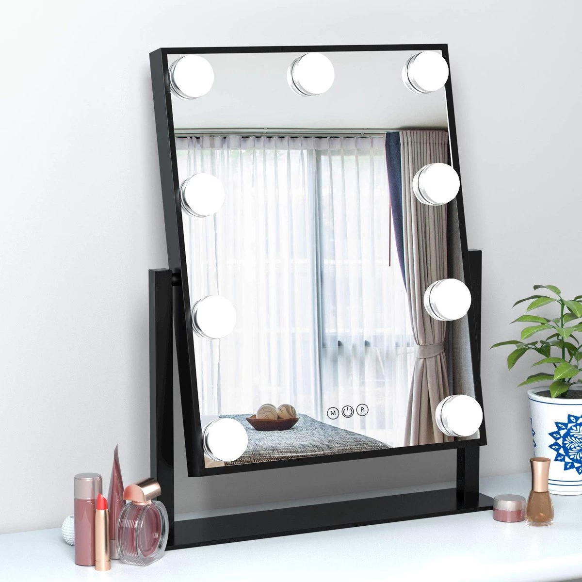 Bright Beauty Vanity Make Up Spiegel Met Verlichting - Zwart - Dimbaar Met Drie Lichtstanden 3 Bright Beauty Vanity Make Up Spiegel Met Verlichting - Zwart - Dimbaar Met Drie Lichtstanden