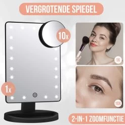 Strex Make Up Spiegel Met LED Verlichting - 3 Verlichtingsmodus - 1/10x Vergroting - 360° Verstelbaar -Beauty Verkoop 1200x1200 633