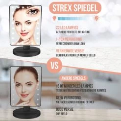 Strex Make Up Spiegel Met LED Verlichting - 3 Verlichtingsmodus - 1/10x Vergroting - 360° Verstelbaar -Beauty Verkoop 1200x1200 638