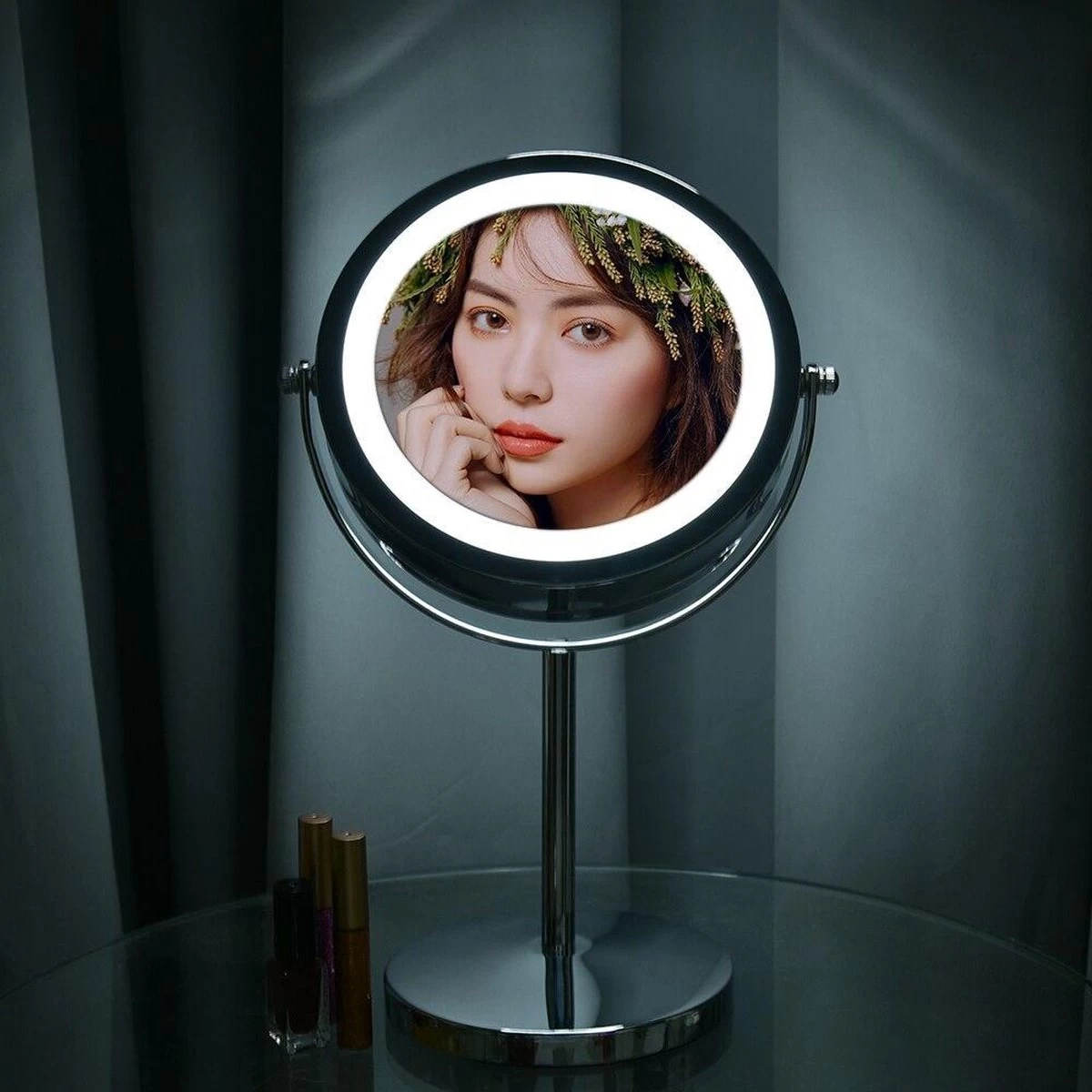 A&K Make Up Spiegel Met Ringverlichting | LED Verlichting | Scheerspiegel - Zilver 8 A&K Make Up Spiegel Met Ringverlichting | LED Verlichting | Scheerspiegel - Zilver - Afbeelding 6