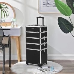 XXL PRO Visagie Beauty Case Koffer Trolley - Nagelkoffer Op Wielen Voor Makeup Of Cosmetica - Grote Uitklapbare Opbergsysteem Nagel Styliste Kapster - Zwart -Beauty Verkoop 1200x1200 756