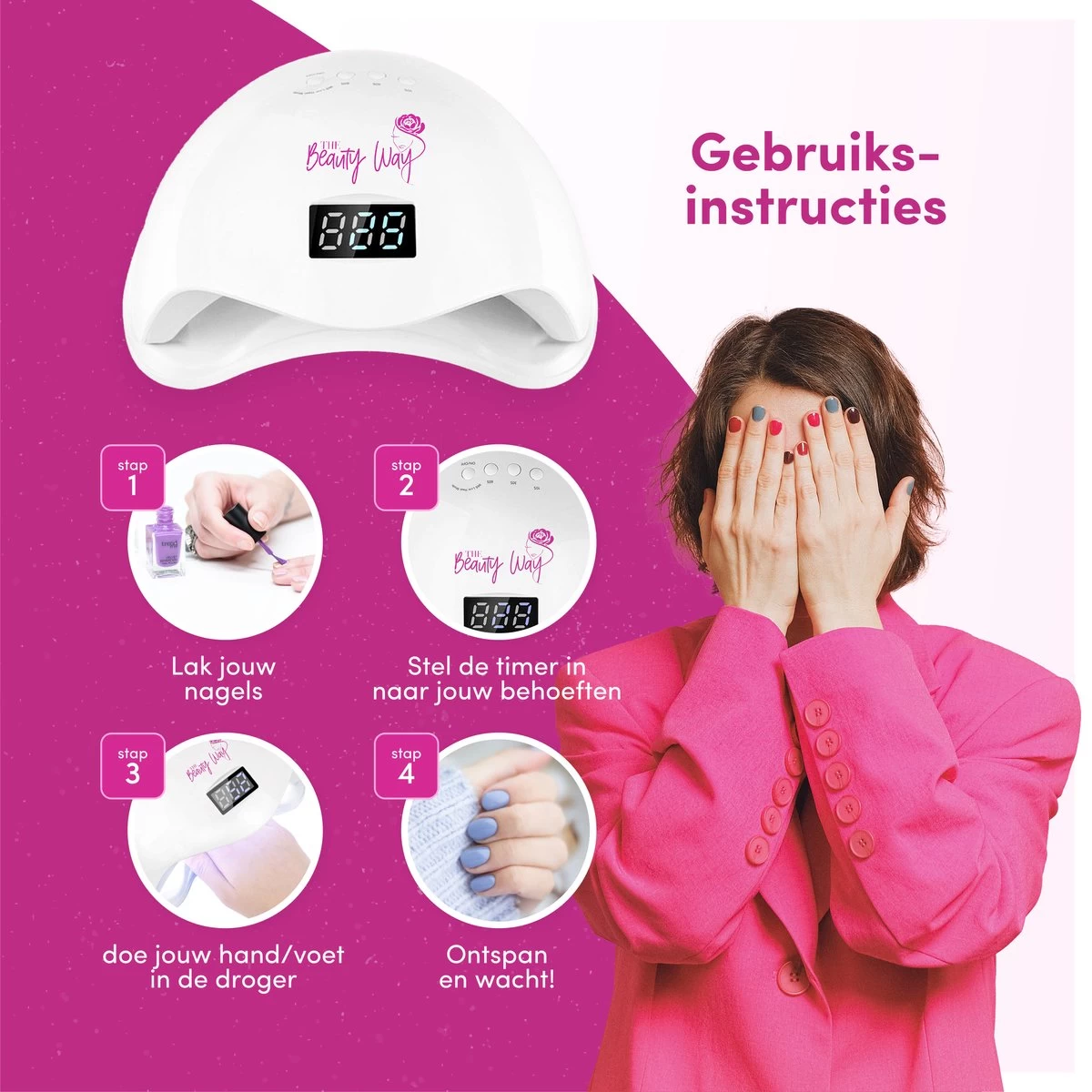 TheBeautyWay Nageldroger - Voor Gelnagels - Geschikt Voor Elke Nagel Gellak - 24 LEDs 7 TheBeautyWay Nageldroger - Voor Gelnagels - Geschikt Voor Elke Nagel Gellak - 24 LEDs - Afbeelding 5