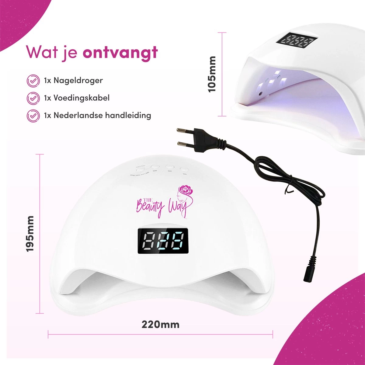 TheBeautyWay Nageldroger - Voor Gelnagels - Geschikt Voor Elke Nagel Gellak - 24 LEDs 10 TheBeautyWay Nageldroger - Voor Gelnagels - Geschikt Voor Elke Nagel Gellak - 24 LEDs - Afbeelding 8