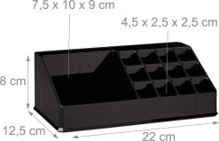 Relaxdays Cosmetica Organizer - Cosmeticahouder - Make Up Toren - Doorzichtig - 16 Vakken - Zwart -Beauty Verkoop 1200x774 1