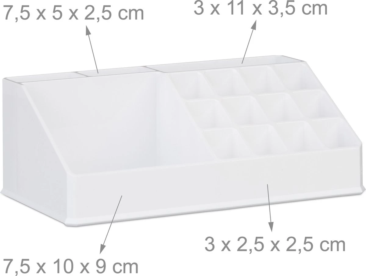 Relaxdays Make-up Organizer - Tweedelig - Cosmetica Opbergdoos - Wit 10 Relaxdays Make-up Organizer - Tweedelig - Cosmetica Opbergdoos - Wit - Afbeelding 8
