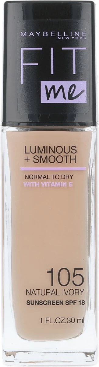 Maybelline - Fit Me Luminous & Smooth Foundation - Natural Ivory 105 4 Maybelline - Fit Me Luminous & Smooth Foundation - Natural Ivory 105 - Afbeelding 2