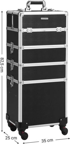 XXL PRO Visagie Beauty Case Koffer Trolley - Nagelkoffer Op Wielen Voor Makeup Of Cosmetica - Grote Uitklapbare Opbergsysteem Nagel Styliste Kapster - Zwart -Beauty Verkoop 588x1200 1