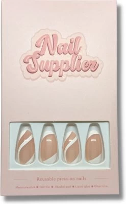 Nailsupplier 'Bridesmaid' | WINTERCOLLECTIE | Nude Nepnagels Met Witte Tips| Plaknagels | Kunstnagels Met Lijm | Press On Nails -Beauty Verkoop 742x1200 1