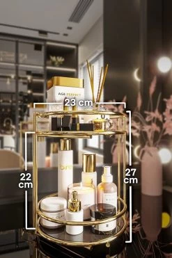 KIARA Badkamer Cosmetische Sieraden Organizer Multifunctionele Organizer 2-Tier Dienblad Catering Goud -Beauty Verkoop 800x1200 13