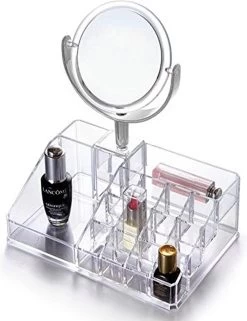Oxid7® Organizer Voor Cosmetica Acryl - 25,5x22,5x15 Cm - 16 Vakken En Spiegel Met 3x Vergroting -Beauty Verkoop 922x1200 1