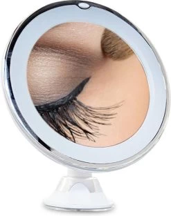 Vergroot Make Up En Scheer Spiegel Met LED Verlichting - 10x Vegroting En Natuurlijk Licht Voor Cosmetica/Scheren/Epileren - 360° Graden Verstelbare Zuignap En Wandbevestiging - Badkamer/Douche/Slaapkamer - Rond – Wit -Beauty Verkoop 947x1200 4