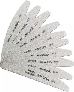 Merkloos Vijlen A+++ Kwalitiet - Half Moon - 15 Stuks - Half Moon - Professional - Acryl- Gel -Polygel - Gel Nagellak - Nagels - Vijlen - 100/180- Grit