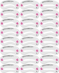 Merkloos Wenkbrauw Stencil / Wenkbrauw Sjabloon Voor Wenkbrauw Stempel - 24 Verschillende Sjablonen - Wenkbrauw Poeder En Wenkbrauwverf - Brow Stamp - Wenkbrauw Vormen - Make Up Set - Make Up Kwasten Set - Cadeau Voor Haar - Wenkbrauwsjablonen -Beauty Verkoop 976x1200 4
