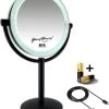 Metalen Verlichte Make-up LED Spiegel Mat Zwart 10x Vergroting 19cm Doorsnee, Inculsief 4x AA Batterijen En USB Stroomkabel -Beauty Verkoop 985x1200 2